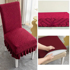 Jacquard Velvet Chair Cover Maroon