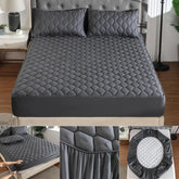 Quilted Waterproof Mattress Cover Double Bed Gray