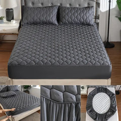 Quilted Waterproof Mattress Cover Double Bed Gray