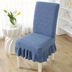 Jacquard Velvet Chair Cover Blue