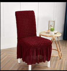Premium Bubble Frilled Chair Cover Maroon