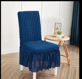 Premium Bubble Frilled Chair Cover Blue