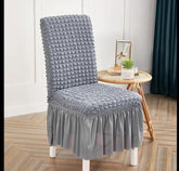 Premium Bubble Frilled Chair Cover Gray