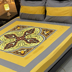 Digital gold panel bedsheet DGT0746