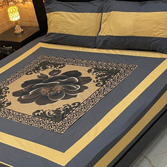 Digital gold panel bedsheet DGT0743