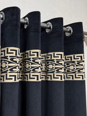 Velvet Executive Curtain – Premium Top Border Applique Design | 92x54 Inches