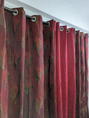 Luxury Blackberry Jacquard Curtains (3 PCs) – Export Quality | 8FT Length