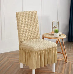 Premium Bubble Frilled Chair Cover Golden