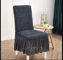 Premium Bubble Frilled Chair Cover Gray