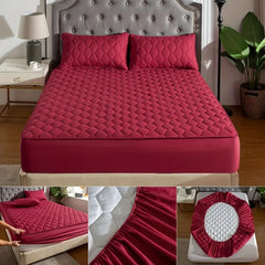 Quilted Waterproof Mattress Cover Double Bed Maroon