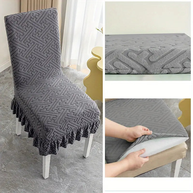 Jacquard Velvet Chair Cover Gray