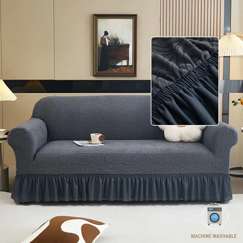 Premium Velvet Zebra Style Premium Sofa Cover - Gray