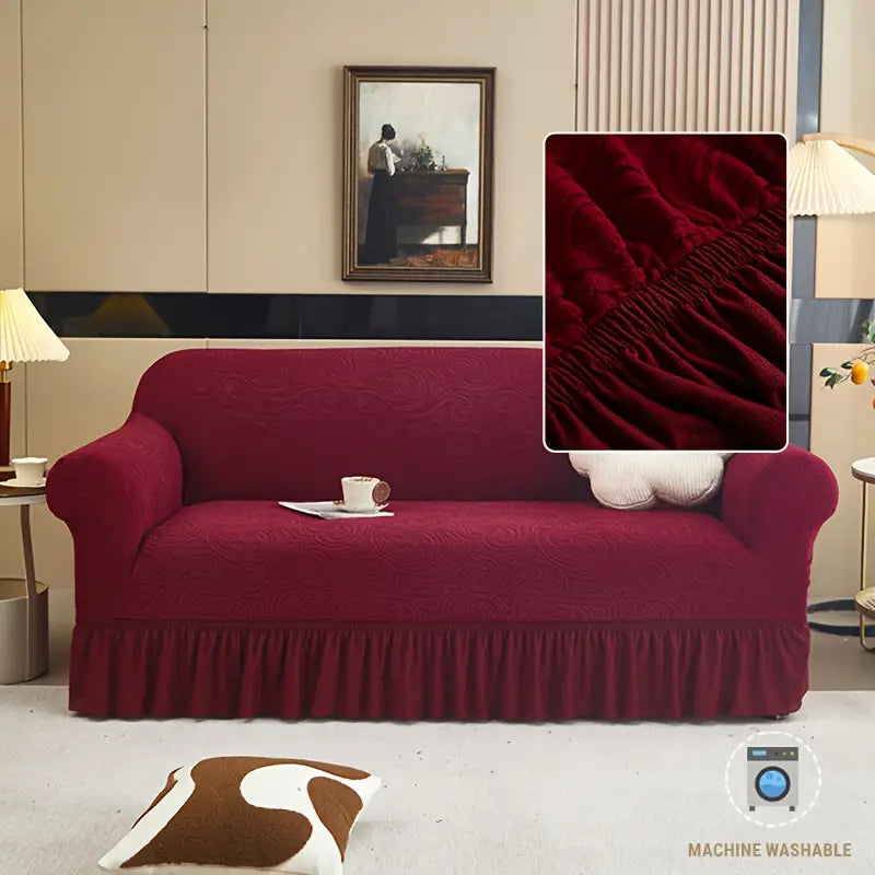 Premium Velvet Zebra Style Premium Sofa Cover - Maroon