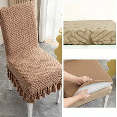 Jacquard Velvet Chair Cover Brown