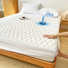 Quilted Waterproof Mattress Protector Double Bed White