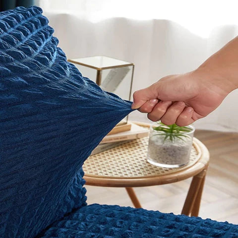 Premium Bubble Frilled Chair Cover Blue