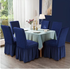 Premium Bubble Frilled Chair Cover Blue