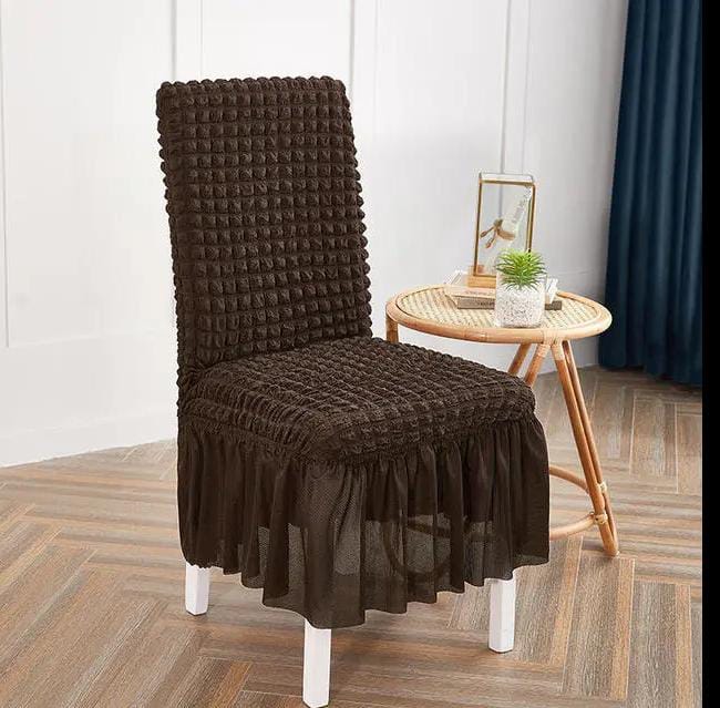 Premium Bubble Frilled Chair Cover Chocolate