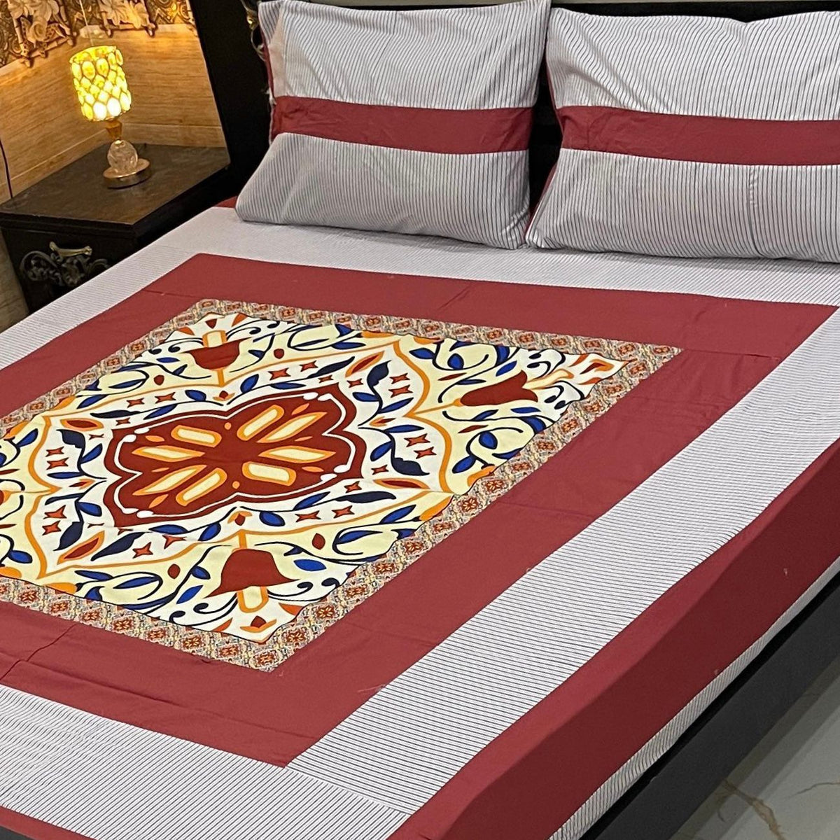 Digital gold panel bedsheet DGT0749