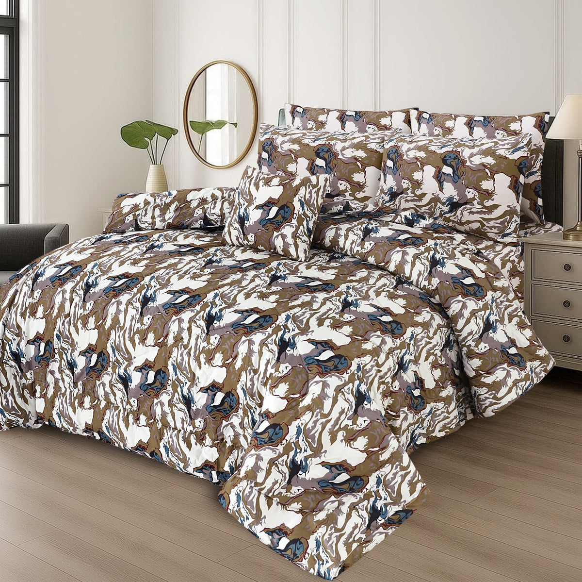 7 Pcs Comforter Set King Size Design KCC 00348
