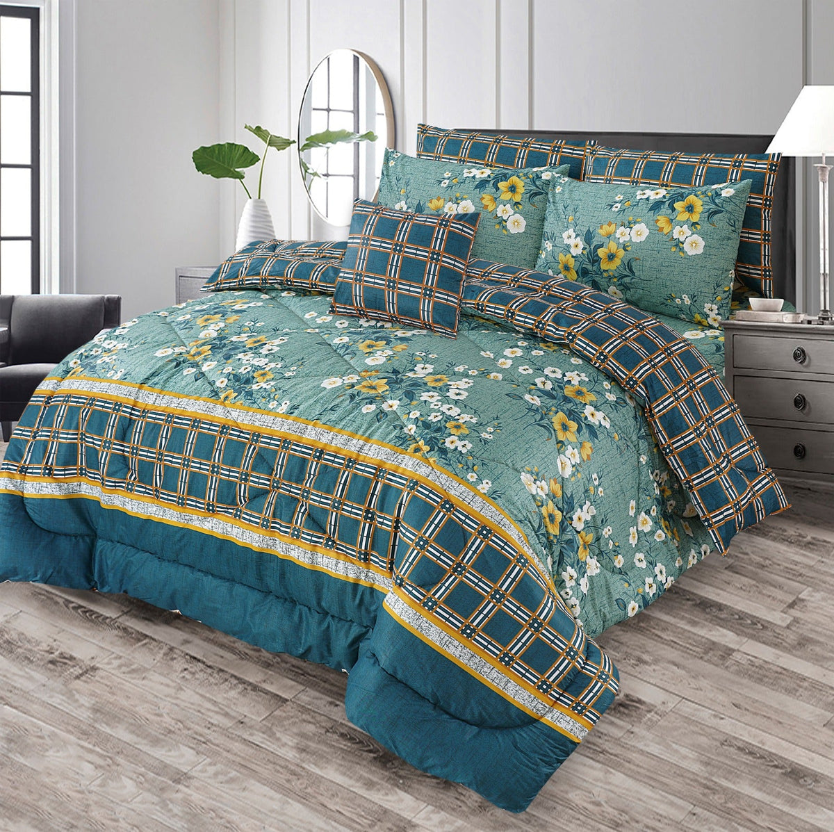 7 Pcs Comforter Set King Size Design KCC 00407