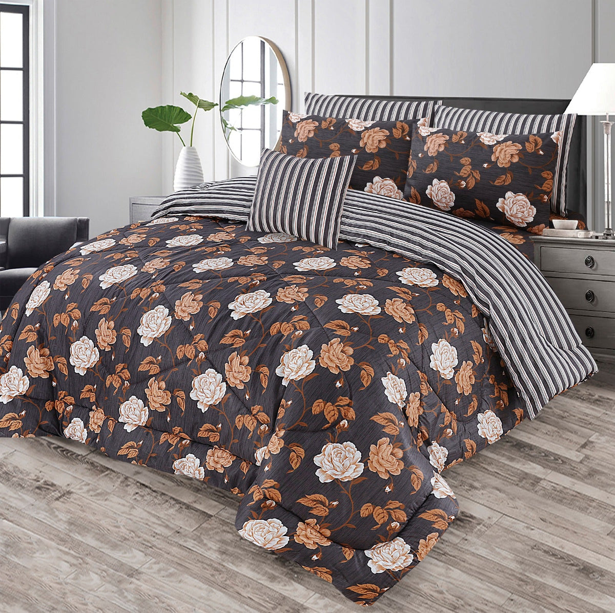 7 Pcs Comforter Set King Size Design KCC 00396