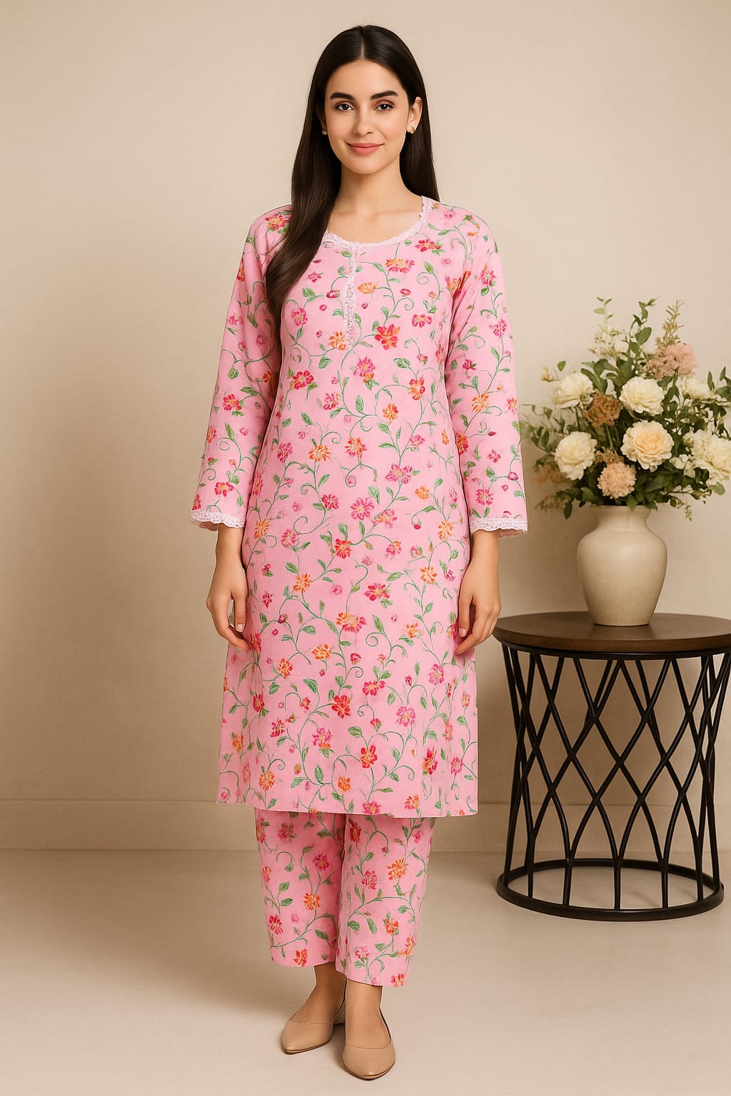 2 Piece – Cotton Digital Print Suit Design LS635