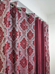 Luxury Mashup Curtains Set (3 PCs) – Export Leather + Plain | 92x55 Inches