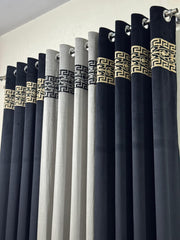 Velvet Executive Curtain – Premium Top Border Applique Design | 92x54 Inches