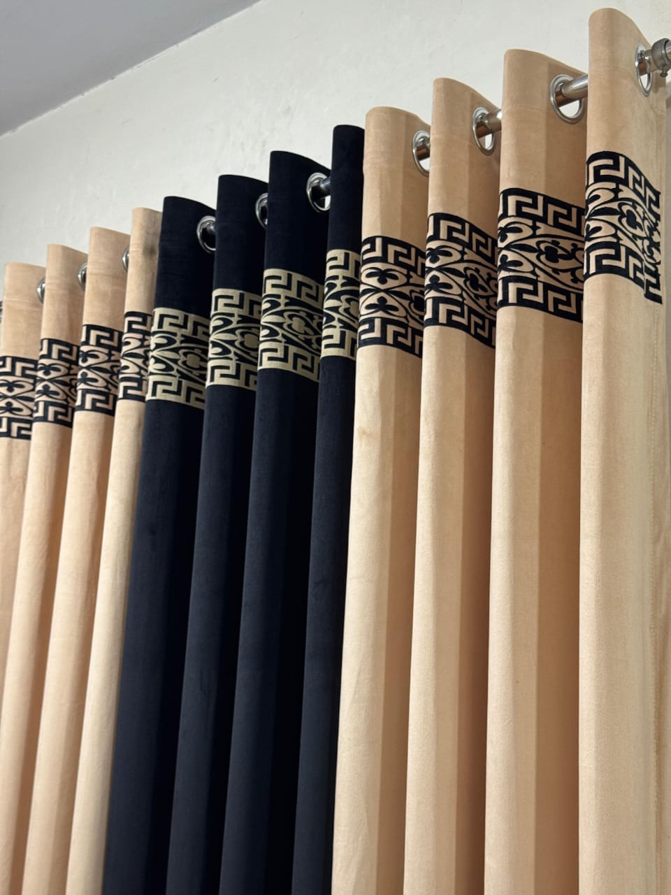 Velvet Executive Curtain – Premium Top Border Applique Design | 92x54 Inches