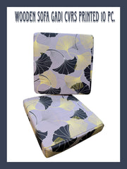 Export Wooden Sofa Cushion Covers Set (10 PCs) – Jacquard Velvet + Leather