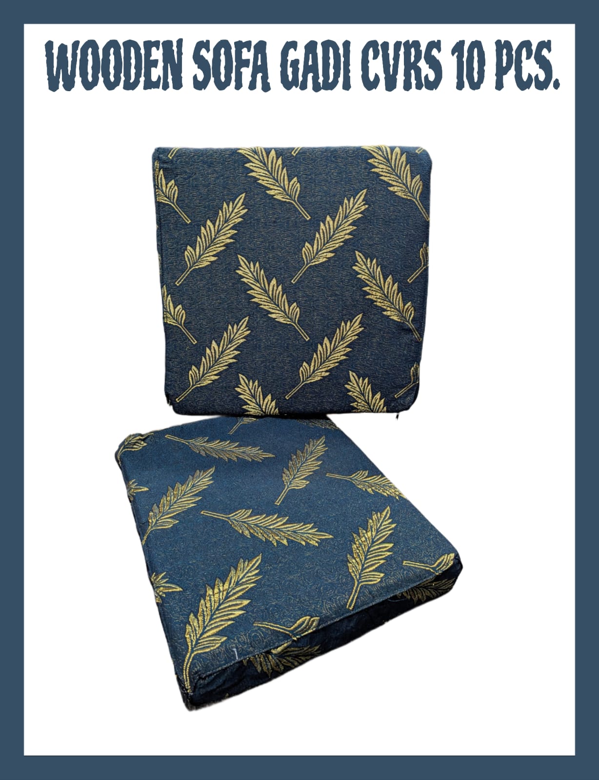 Export Wooden Sofa Cushion Covers Set (10 PCs) – Jacquard Velvet + Leather