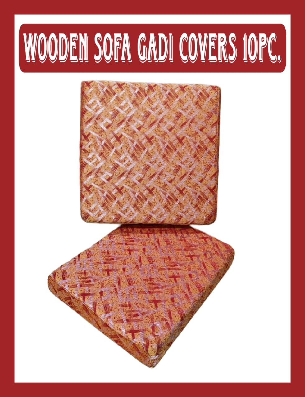 Export Wooden Sofa Cushion Covers Set (10 PCs) – Jacquard Velvet + Leather