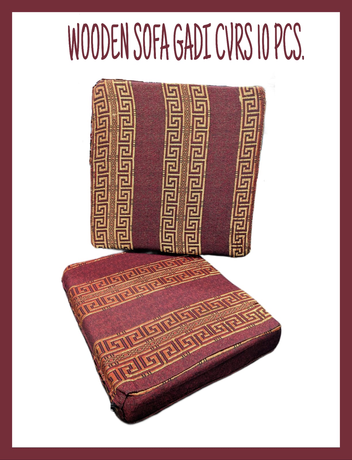 Export Wooden Sofa Cushion Covers Set (10 PCs) – Jacquard Velvet + Leather