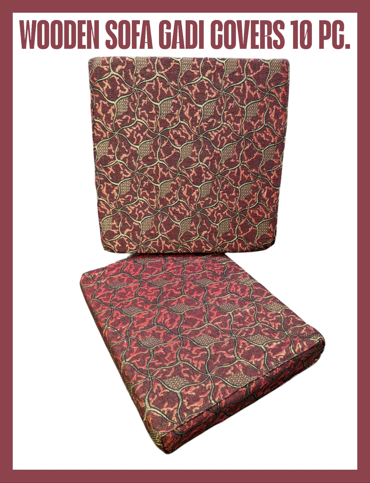 Export Wooden Sofa Cushion Covers Set (10 PCs) – Jacquard Velvet + Leather