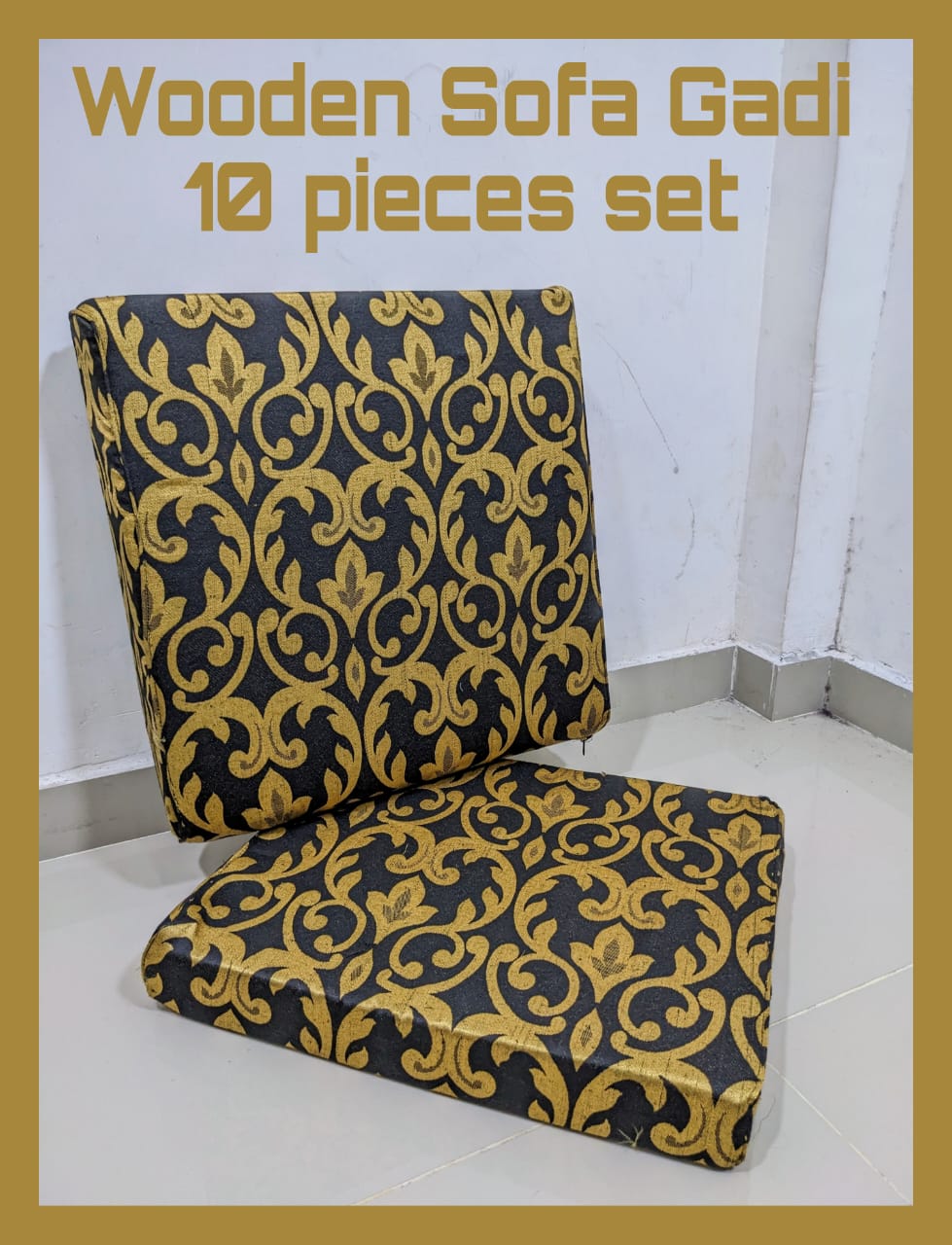 Export Wooden Sofa Cushion Covers Set (10 PCs) – Jacquard Velvet + Leather