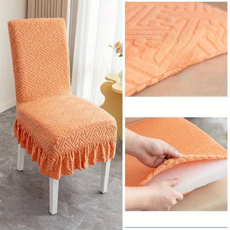 Jacquard Velvet Chair Cover Golden