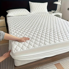 Quilted Waterproof Mattress Protector Double Bed White