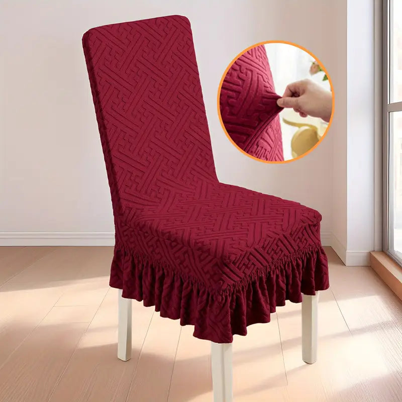 Jacquard Velvet Chair Cover Maroon