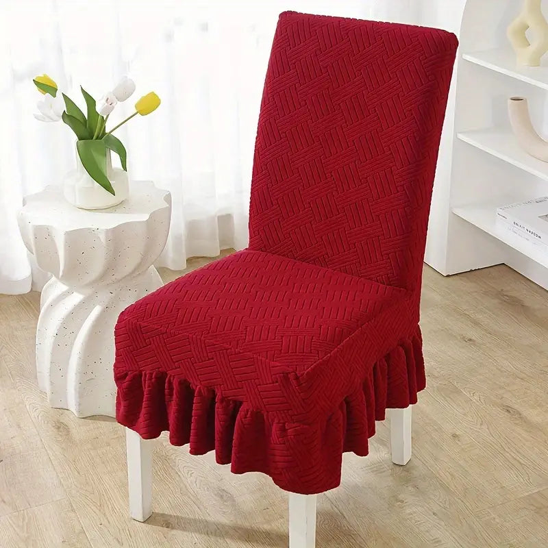 Jacquard Velvet Chair Cover Maroon