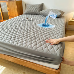 Quilted Waterproof Mattress Protector Double Bed Gray